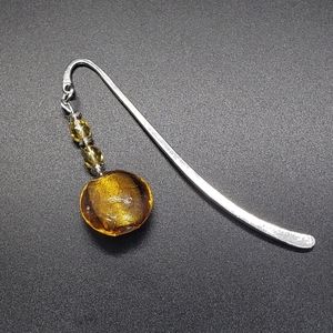 Hand Crafted Golden Glass Bead Bookmark
